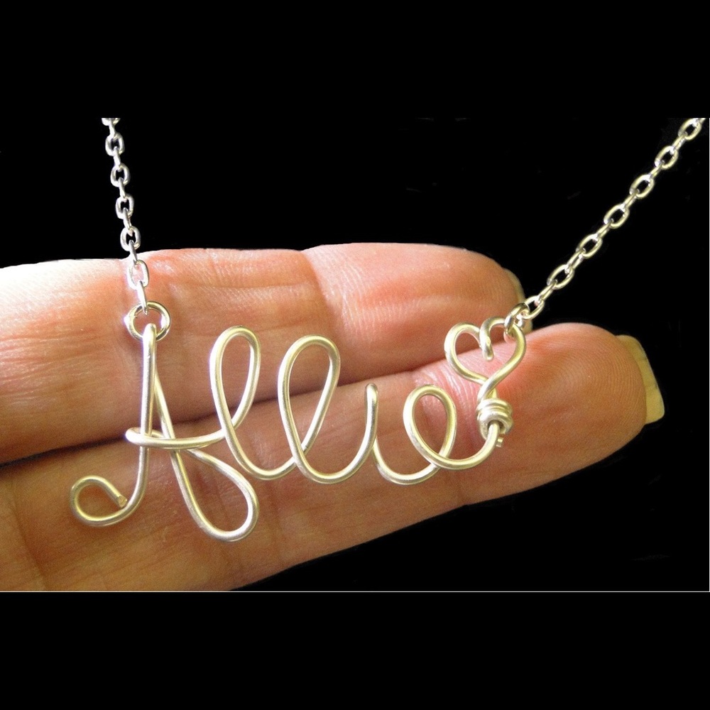CUSTOM Handmade Personalized Wire Necklace Gift - Picture 3 of 8